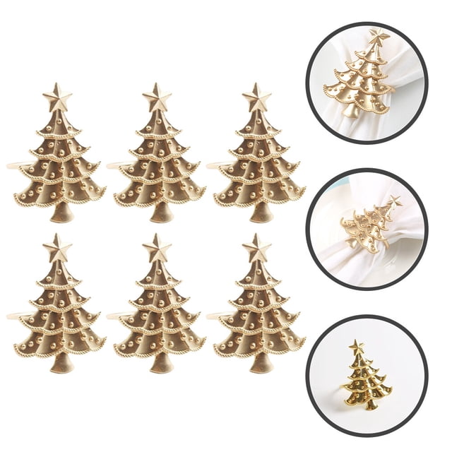 unbranded 6Ud De Servilleta Para Fiestas Navideñas En Metal Dorado Con Y Duradero