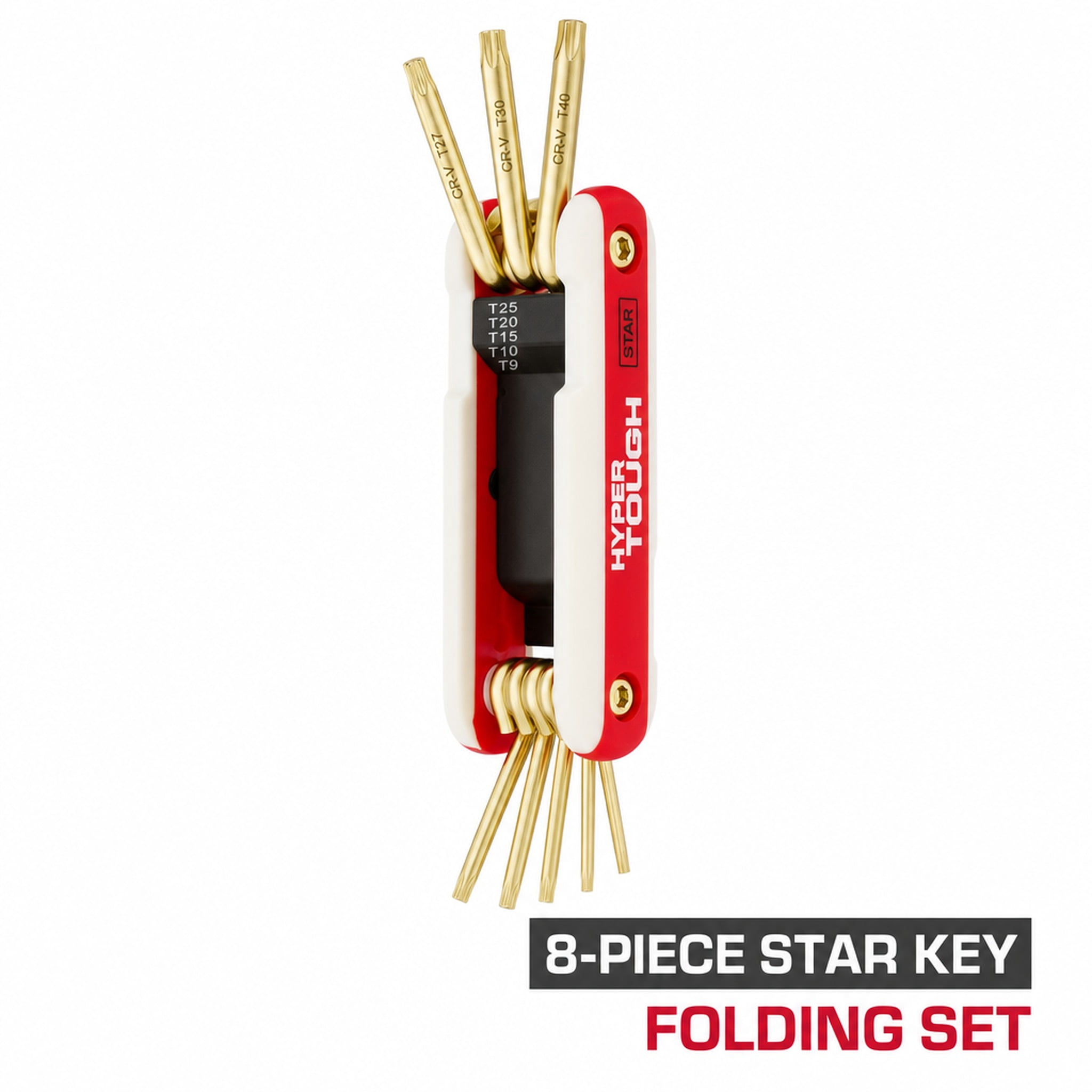 Hyper Tough Folding Hex Key Set, 3-Pack, SAE, Metric, and Star