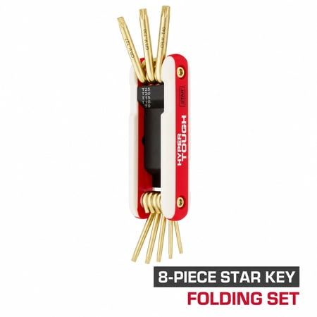 Hyper Tough Heavy-Duty Folding Star Hex Key Set, 8 Pieces