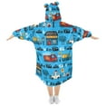 thumbnail image 2 of joogoo Wearable Blanket Hoodie for Kids Vehicles Cartoon Trucks Cars Flannel Oversized Sweatshirt 3-14 Years S, 2 of 7