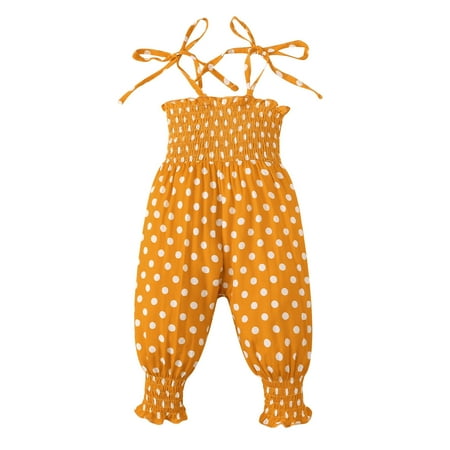 

Toddler Girls Bodysuit Polka Dot Printed Sleeveless Suspenders Kids Children Cartoon Fashion Outwear Streetwear Spring Summer Rompers Jumpsuits