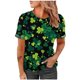 thumbnail image 1 of Camiseta con estampado de cuello redondo para mujer a la moda del Día de San Patricio, camiseta de manga corta de verano, blusa Pompotops  hkajfhjk461566, 1 of 6