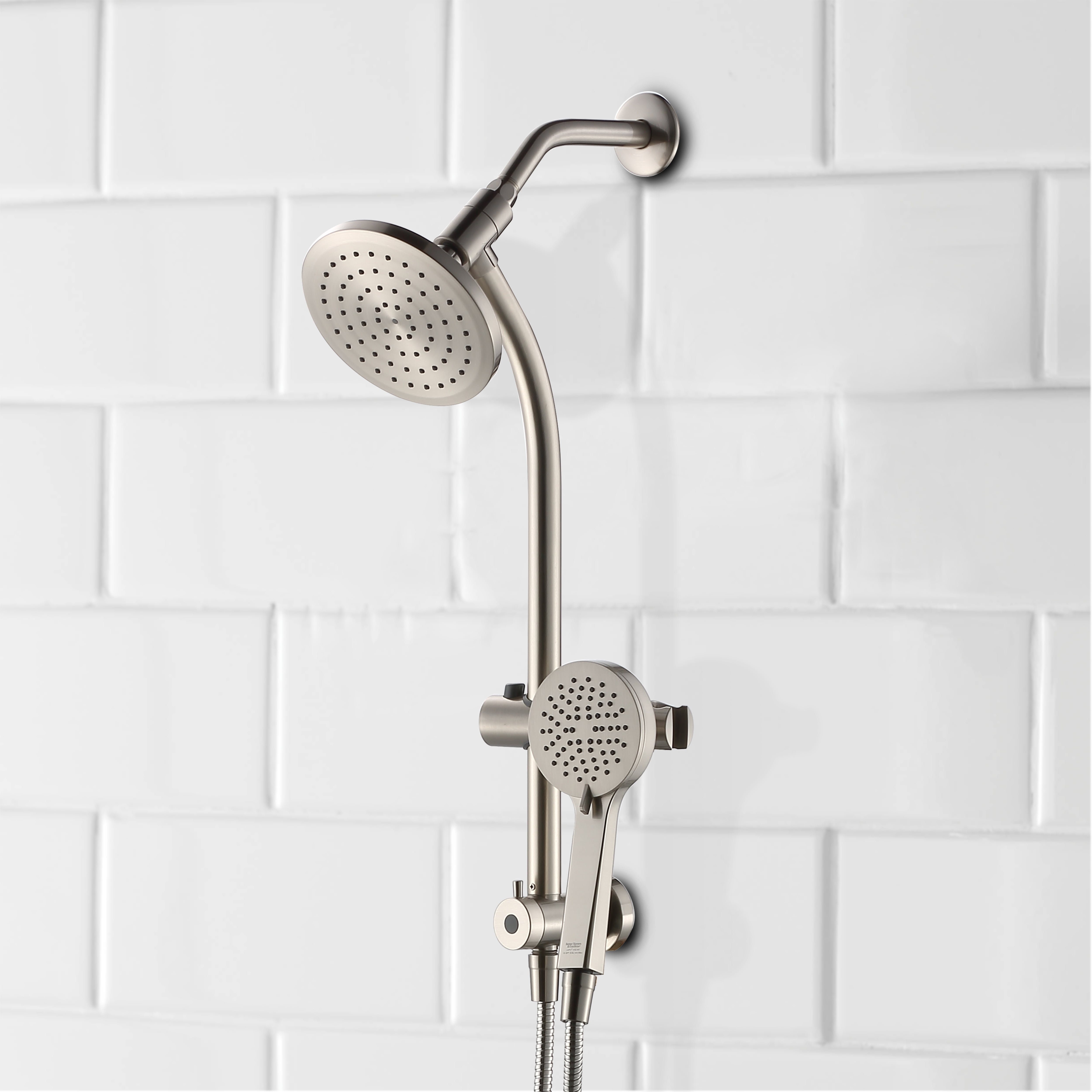 Better Homes & Gardens Deluxe Shower Combo with Magnetic Slide Bar Kit in Satin Nickel