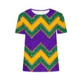 thumbnail image 5 of Gamivast Women Carnival Tops Relaxed Fitted Short Sleeve Sequin Mardi Gras Blouse Holiday Crewneck Tunic Party Tshirt Happy Mardi Gras Day T-Shirts, 5 of 6