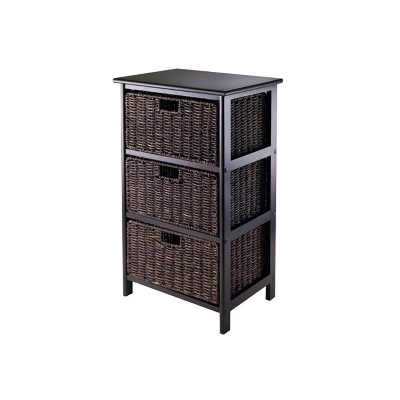 Winsome Omaha Storage Rack w/3 Foldable Baskets Black/Chocolate 20317 NEW 