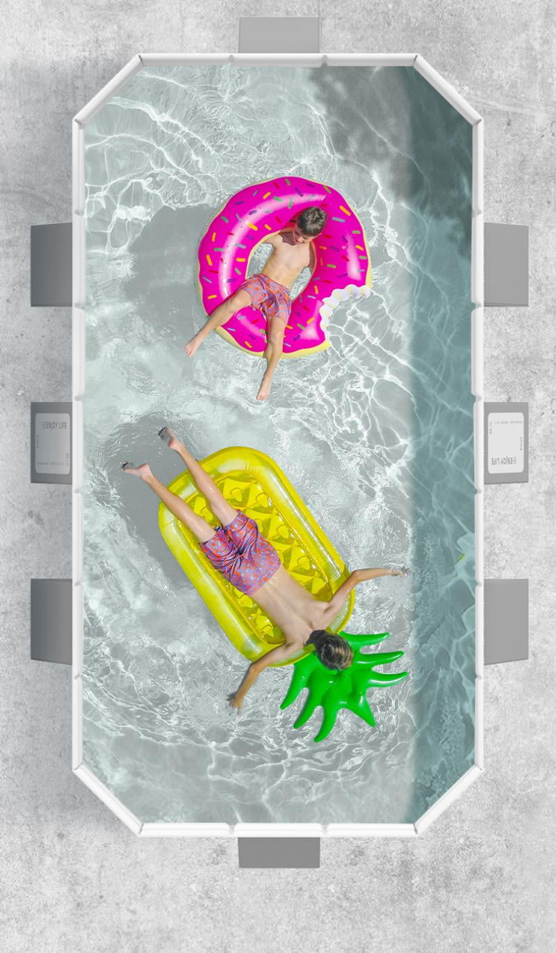 LIXI Foldable Pools,118in Family Non-inflatable Outdoor Swimming Pool 1-8 People,Kids Adults Use,113"×66"×20",Gray