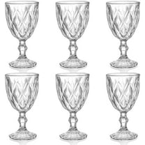 6 Pack Glasses Goblet, 10oz Vintage Embossed Glass Cup, Beverage Stemmed Party Wine Glasses for Soda, Juice in Bars, Restaurants, Home$$Home Decor, Kitchen, & Other
