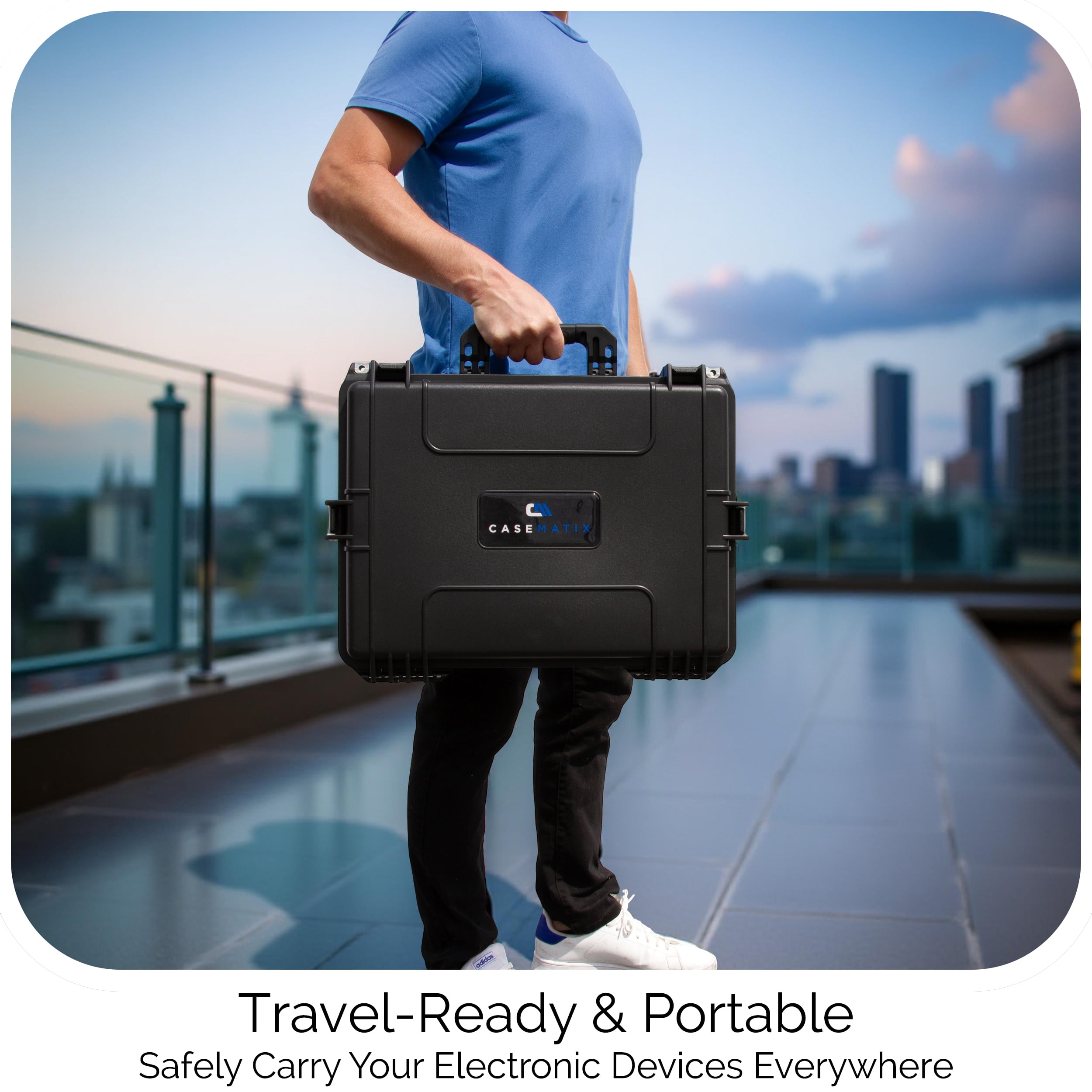 CASEMATIX Waterproof Hard Shell Case for 17–18" Gaming Laptop – IP67 Crushproof Travel Case with Custom Foam