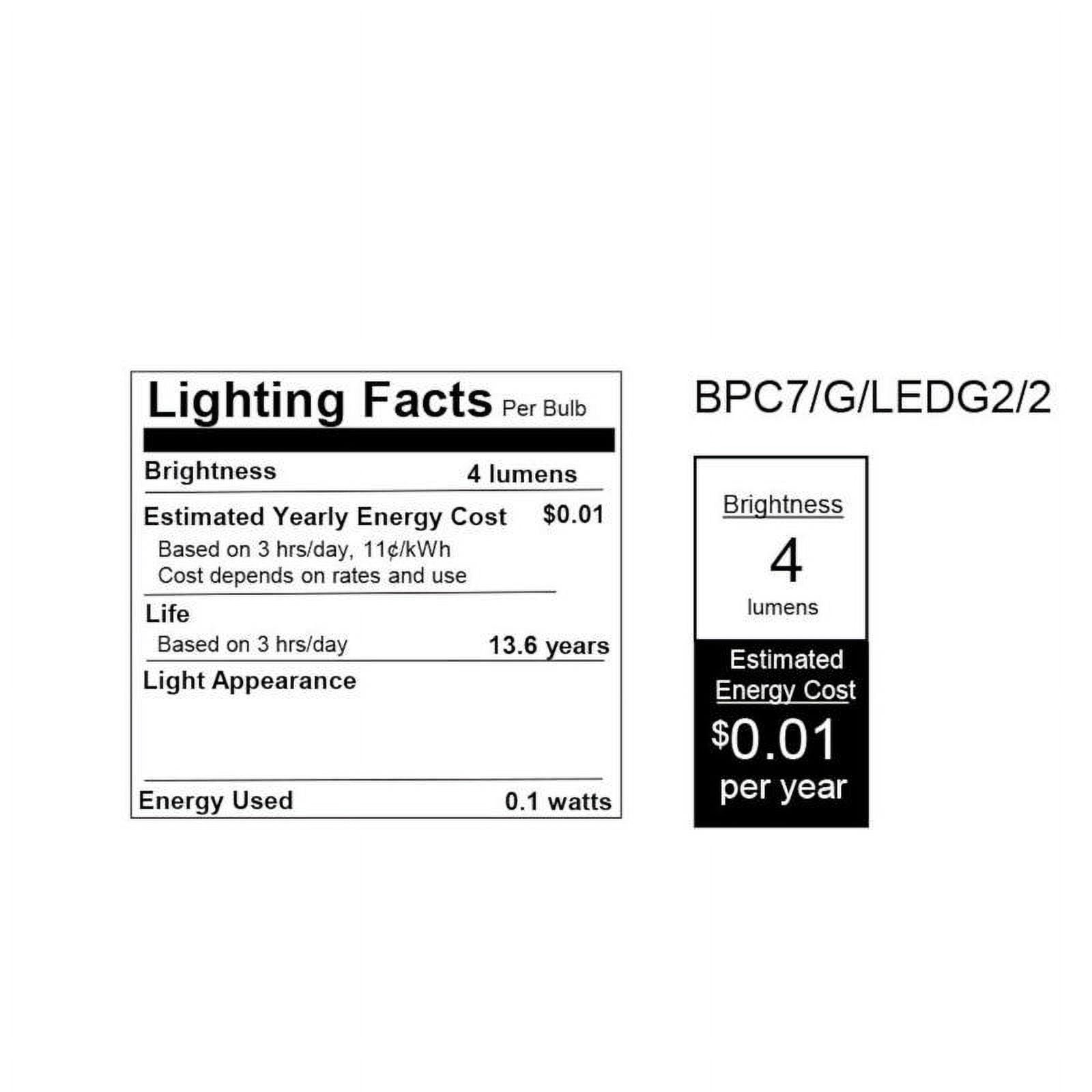Feit Electric BPC7-G-LEDG2-2 0.1W E12 C7 LED Non-Dimmable Night Light Bulbs, Green - 2 Count