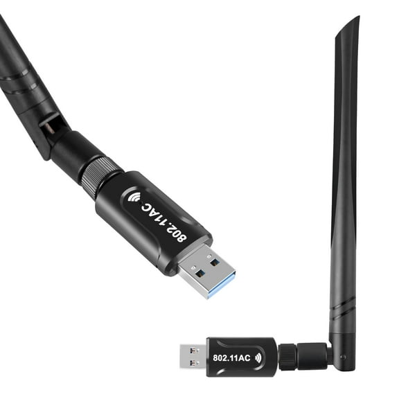 VONTER USB WiFi Adapter 1200Mbps Techkey USB 3.0 WiFi 802.11 ac Wireless Network Adapter with Dual Band 2.42GHz/300Mbps 5.8GHz/866Mbps 5dBi High Gain Antenna for Desktop Windows XP/Vista / 7-10 Mac