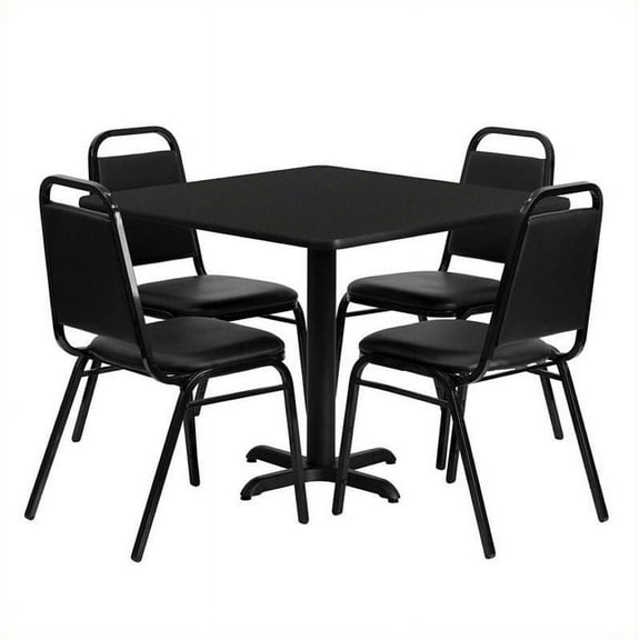 Bowery Hill 5 Piece Square Laminate Table Set in Black