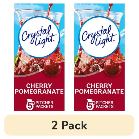(2 pack) Crystal Light Drink Mix 5 Pitcher Packets for Flavorful Hydration and Shareable Refreshment Cherry Pomegranate flavored with other natural flavor Zero Sugar Low Calorie 2.2 oz (2 pack) Crystal Light Drink Mix 5 Pitcher Packets for Flavorful Hydration and Shareable Refreshment Cherry Pomegranate flavored with other natural flavor Zero Sugar Low Calorie 2.2 oz