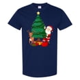 thumbnail image 3 of Gildan Heavy Cotton Christmas T-Shirt, Festive Santa Claus T-Shirt with Deer and Pine Tree Design for Men Classic fit Graphic Tees, Navy M, 3 of 5