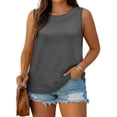 thumbnail image 5 of Omexry Womens Workout Tops Women's Crew Neck Sleeveless Tank Tops Casual Loose Curved Hem Basic Shirts Summer Solid Color Blouses, 5 of 9