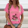 thumbnail image 2 of Trendfront Womens Cowboy Graphic Tops Western Print V Neck Casual Short Sleeve Loose Fit Tee Trendy Fashion T Shirts Pullover Daily Wear, 2 of 5