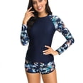 thumbnail image 2 of SWSMCLT Women's Beach Rash Guard Swimsuit Long Sleeve Hawaiian Fall Bathing Suit 2 Piece Surfing Slimming Short Casual Style3 Medium, 2 of 4