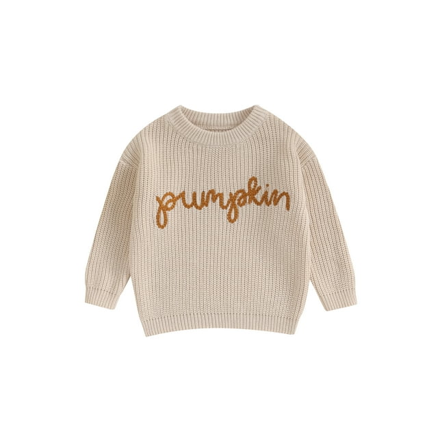 ZAXARRA Chandail Tricoté pour Bébés Filles Automne Hiver Manches Longues Col Rond Broderie Lettre Nouveau-Né