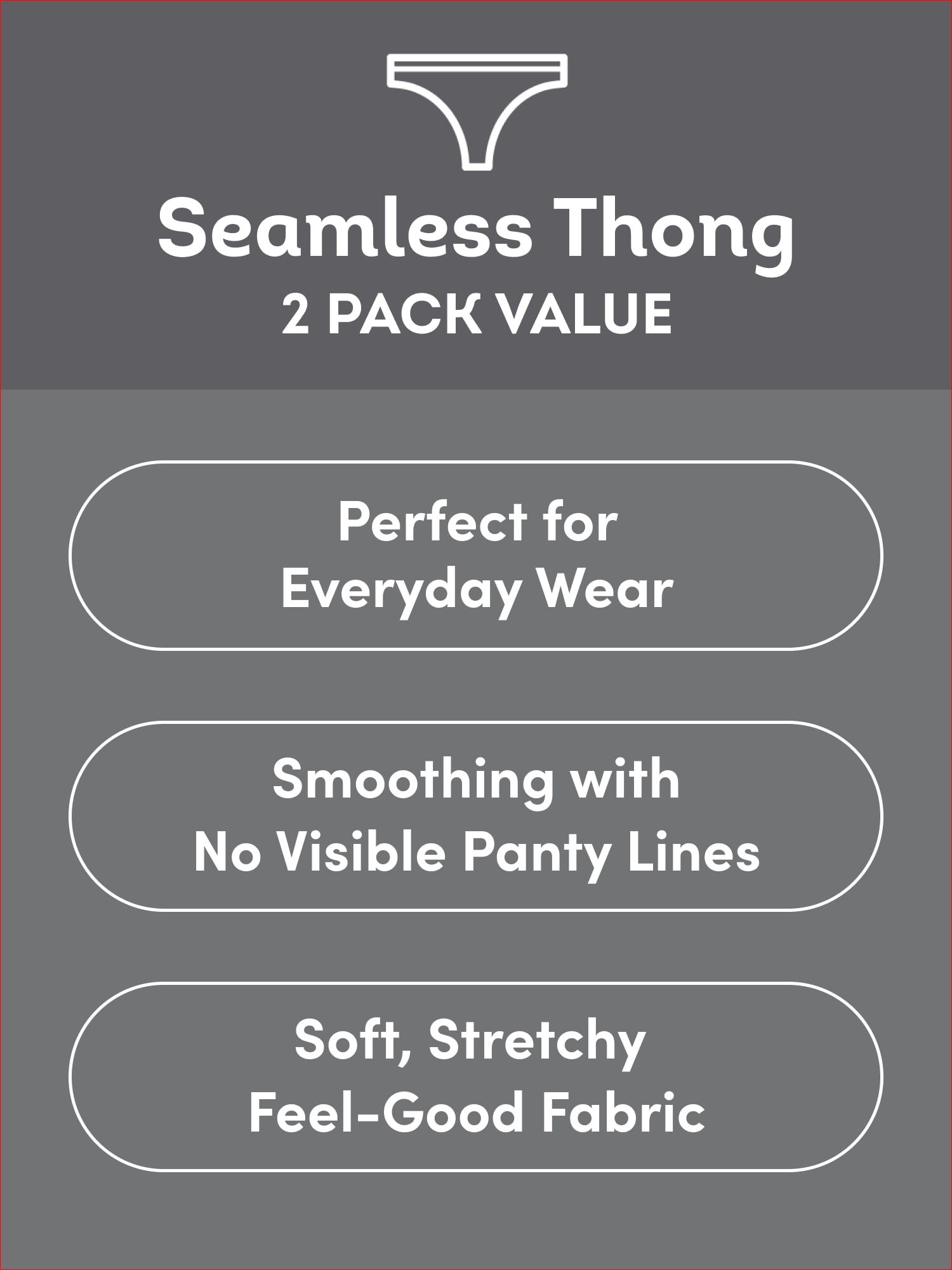Fruit of the Loom Women's Seamless Thong, 2-Pack, Sizes S-XXXL
