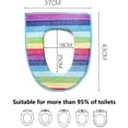 thumbnail image 4 of Funda de asiento de inodoro con cojín para baño, cálida, agradable para la piel, disponible para las cuatro estaciones, lavable y reutilizable, 2 piezas (arcoíris), 4 of 4