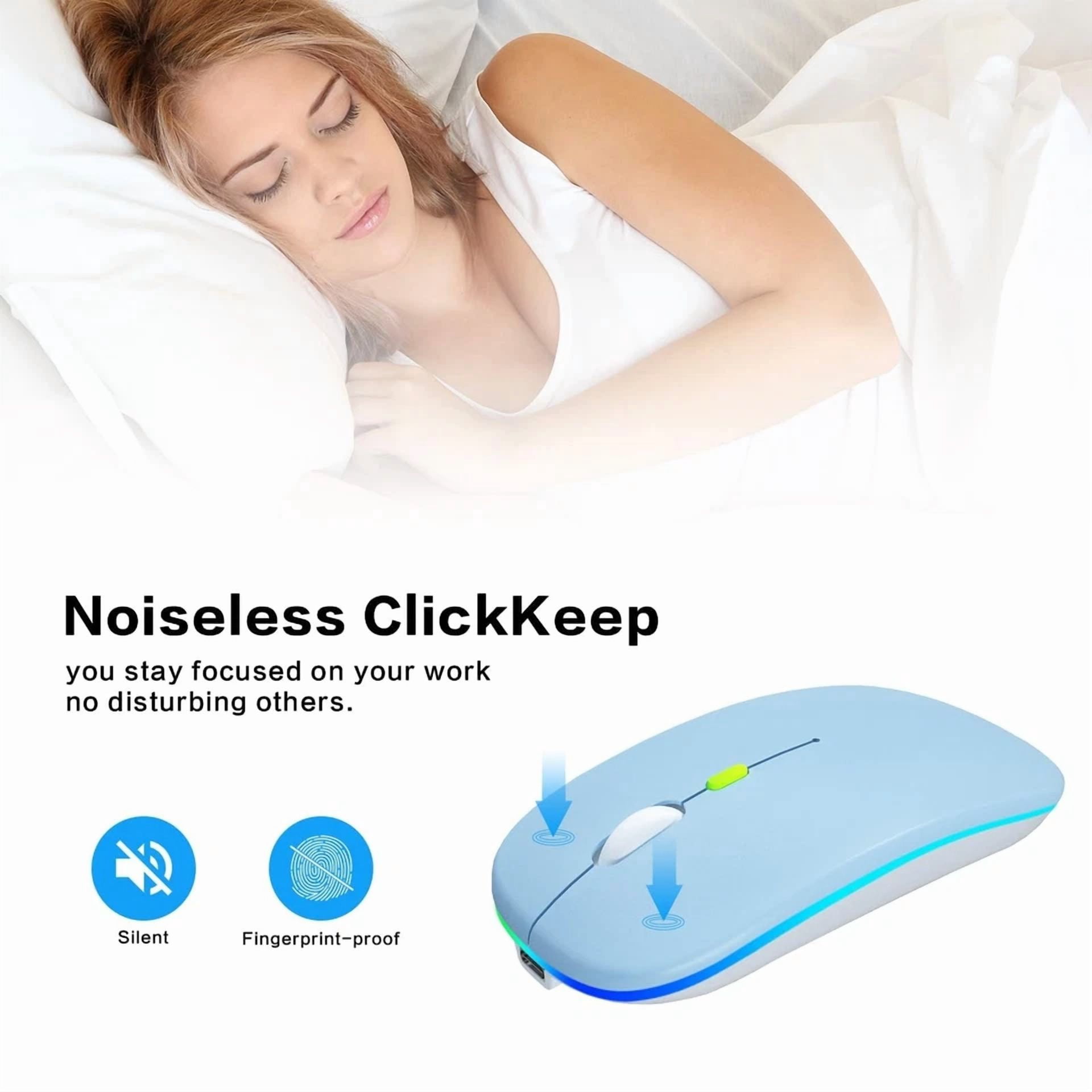 CRESTIN- Wireless Bluetooth Mouse Rechargeable Led Mice Silent Slim Laptop Pc Mac Mouse