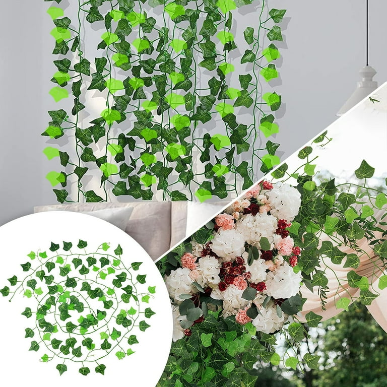 Artificial Ivy Vine Hanging Garland Flower Family Kitchen Garden Office  Wedding Wall Decoration, Green.