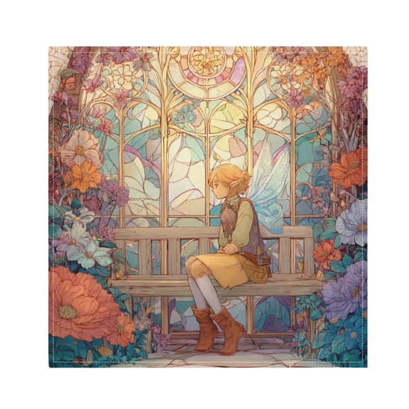 Napkin Satin Napkin 20*20 Inchx1 Kitchen Towel Dinner Plate Towel Decorative Towel Napkin Tea Towel Suitable For Kitchen Table Whimsical Fairy on Bench