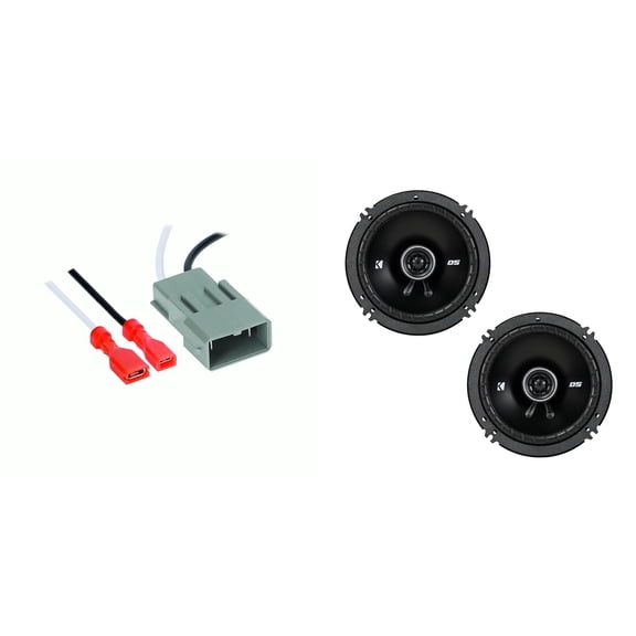 KICKER Speakers 6.5 inch for Honda Civic 2002-2020 Upgrade Kit - 2 Pack of DS Series with Harness, Coaxial 6 1/2 Car Audio Front Door or Rear Deck Speaker 43DSC6504