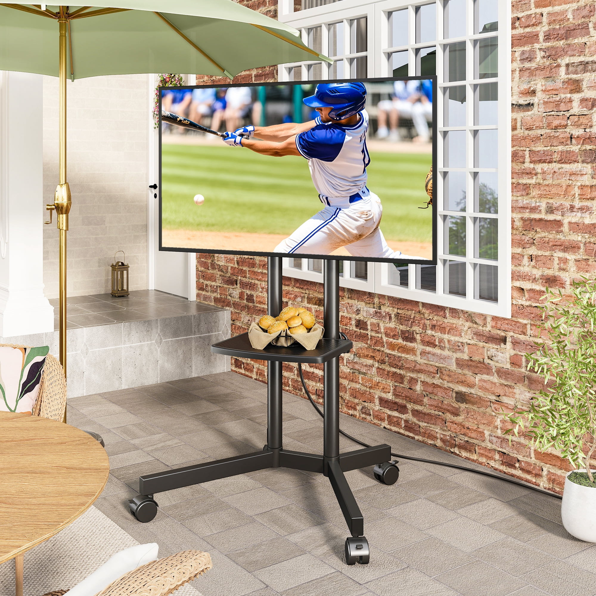 TAVR Furniture Rolling TV Stand with Wheels & Power Outlet for 32-70 inch TVs up to 88lbs, Height Adjustable for Outdoor, Home, Office