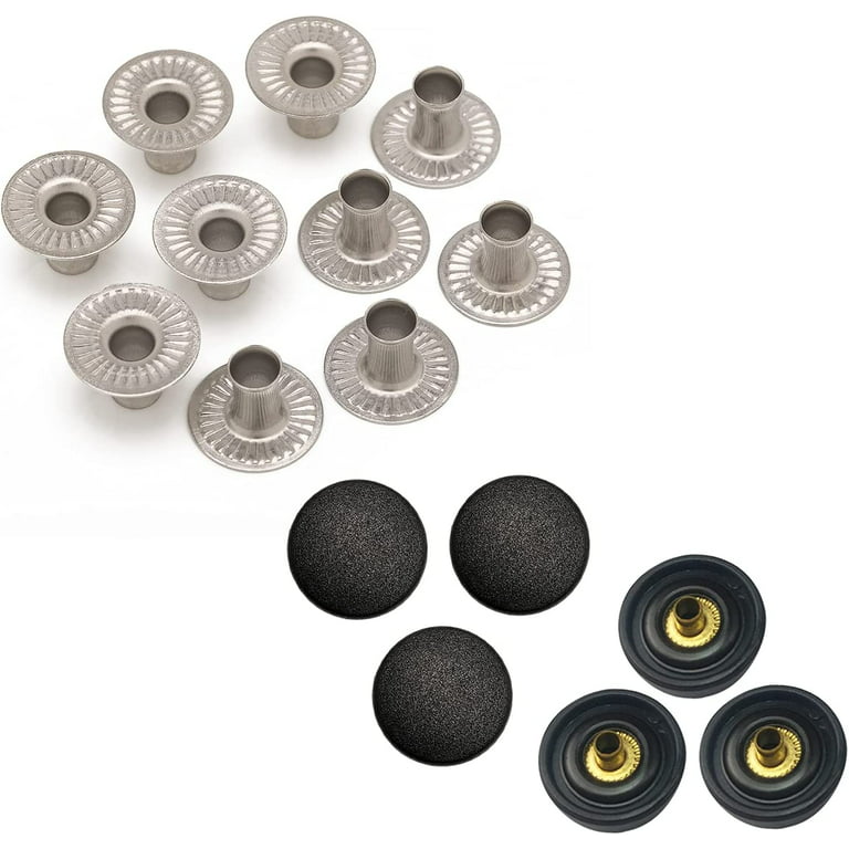 KAM Snap No-Sew Buttons Size 16 Caps Socket Studs Sets Matte B17