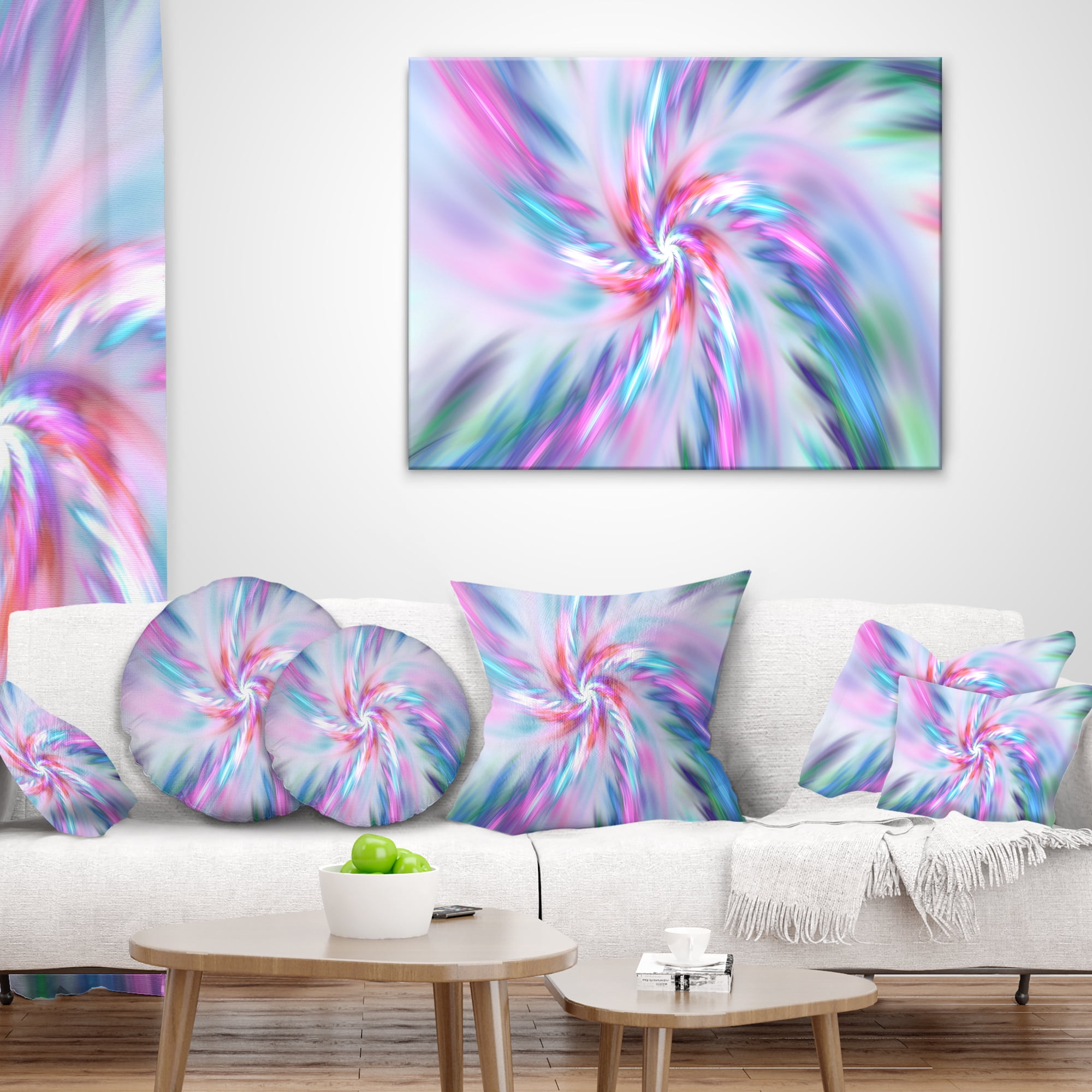 Designart Exotic Light Blue Flower Petal Dance - Floral Throw Pillow - 16x16