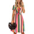 thumbnail image 4 of ZKCCNUK Women's Casual Fashi V-Neck Short Sleeve Bow Dress Summer Printing Dresses Wedding Guest Dresses for Beach Party, 4 of 6