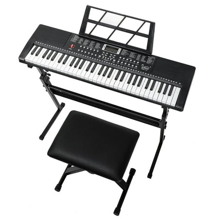 Glarry 61 Keys Keyboard with Piano Stand, Piano Bench, Built In Speakers for Beginners