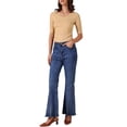 thumbnail image 2 of Camiseta básica casual de mujer con cuello en V, de manga corta, elástica y ligera, talla L, color albaricoque, 2 of 6