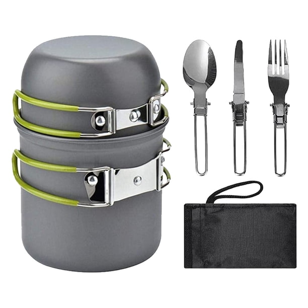 Juego para acampar utensilios cubiertos Hugtrwg 1-2 personas