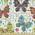 thumbnail image 2 of Ambesonne Animals Fabric by the Yard Upholstery, Abstract Butterflies Images, 5 Yards, Multicolor, 2 of 5