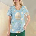 thumbnail image 5 of Uniform Tops，Womens Scrub Tops Cute Easter Print V Neck Short Sleeve Shirts Stretch Nurse Uniform Medical Scrubs with Pockets，Light Blue，XXXXXL, 5 of 5