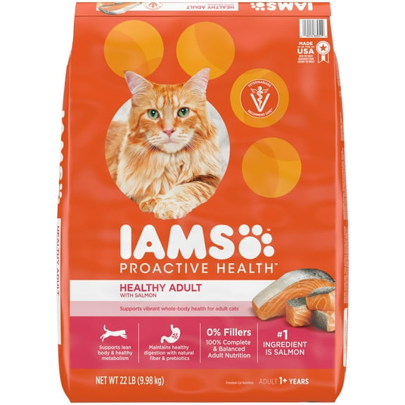 Iams Proactive Health Adult Dry Cat Food with Real Salmon, 22 lb