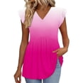 thumbnail image 2 of Craaazy Ladies Oversized Short Sleeve Tunic Tops, Lightweight Casual Shirt, V Neck Ruffle Sleeve Babydoll Blouse with Print for Everyday Outfits Gifts, 2 of 9