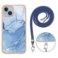 thumbnail image 4 of Mantto for iPhone 13 Case, with Lanyard Adjustable Strap, Marble Pattern Soft TPU Bumper Hard PC Back Shockproof Protective Glossy Stylish Durable Phone Case for Women Girls,Blue, 4 of 7