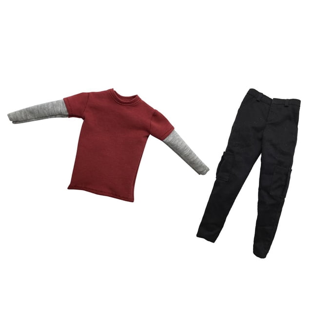 Camiseta de manga larga Macarena 1/6 escala gris y pantalones casuales para figura de acción