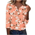thumbnail image 4 of Blusas para las Mujeres Casual Impreso 3/4 Mangas Cuello en V Botón de Ocio Top Blusa Tops para las Mujeres, 4 of 6