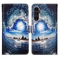 thumbnail image 2 of Patterned Wallet Case for Samsung Galaxy A25 5G,Dteck Magnetic Leather Card Slots Pocket Case Shockproof TPU Kickstand Full Body Protective Cover with Wrist Strap,Wave, 2 of 7