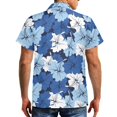 thumbnail image 4 of Garronmavis His and Hers Matching Outfits Blue Hibiscus Mens Button Up Shirt Short Sleeve Shirt Size M and Women's Tank Dress with Pocket Flowy Polyester Beach Dress, 4 of 7