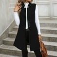 thumbnail image 6 of Women Waistcoat Trench Coats Wool Fleece Sleeveless Dressy Suit Vests Knee Length Jacket Classic-Fit Suits Outwear Lapel Outfits Tunic Elegant Clothing Open Front Jackets Coat Trendy Tops, 6 of 9