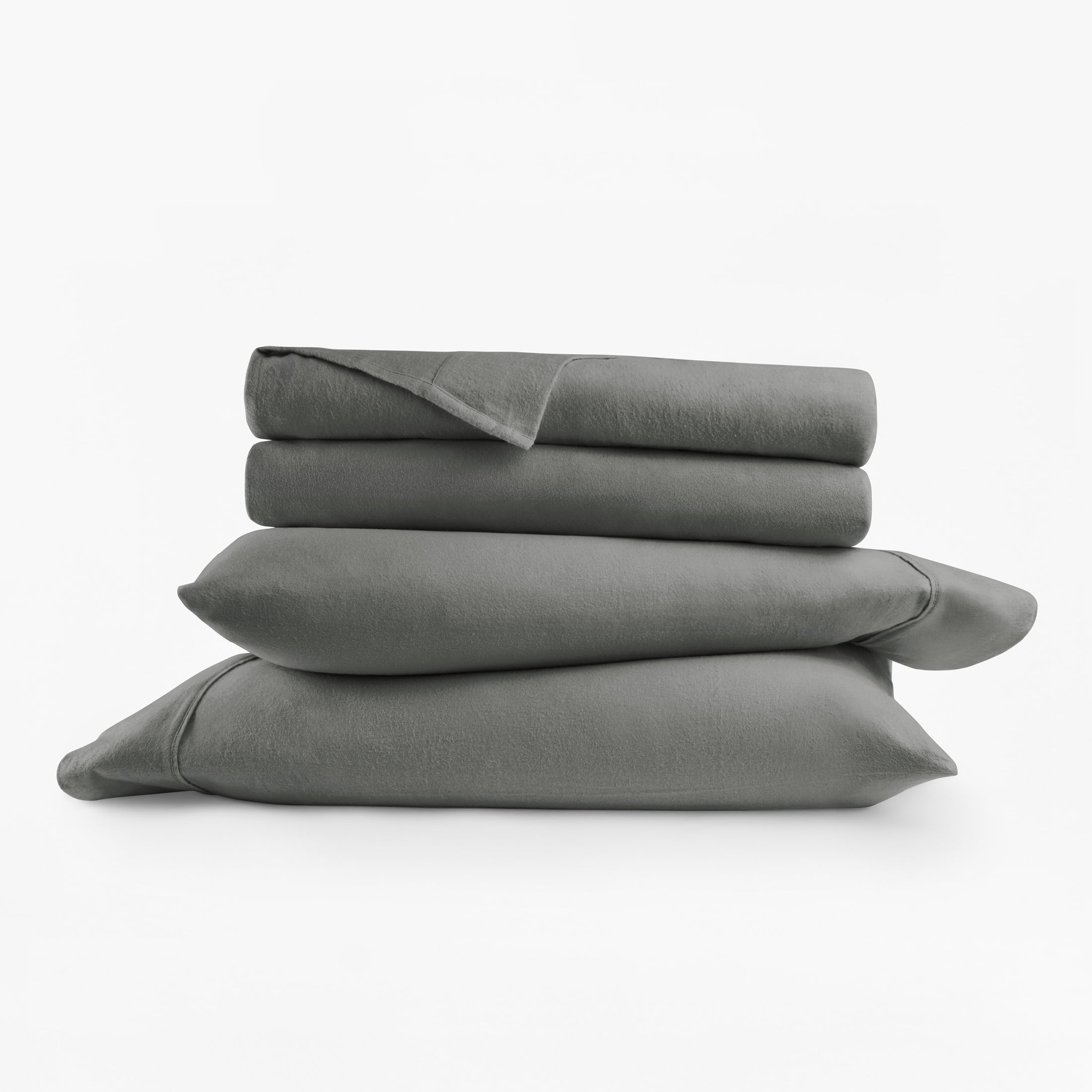 Gray 4 Piece 100% Cotton Flannel Deep Pocket Sheet Set, Queen, by Noble Linens