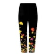 thumbnail image 4 of felwors Multi Floral Print High Waist Capri Leggings for Women Yellow S, 4 of 4