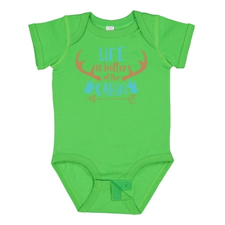 

Inktastic Life is Better at the Cabin Deer Antlers Camping Gift Baby Boy or Baby Girl Bodysuit