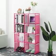 thumbnail image 3 of Portable 8-Cube Bookcase Adjustable Bookshelf Organizer Shelf Unit Folding Storage Shelves Unit Portable Organizer Bookshelf Shelf Rack Grey Blue Pink, 3 of 7