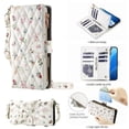 thumbnail image 6 of Wallet Case For IPhone 17e/16e 6.1-inch, Flower Pattern Flip Zipper Purse Leather Cover With Card Holder, Detachable Wristlet & Shoulder Strap, Shockproof ,Kickstand Phone Case For Women,Pink, 6 of 9