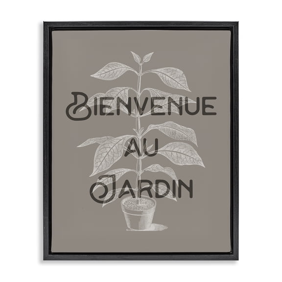 Stupell Industries French Garden Plant Phrase Quotes and Sayings Painting Black Floater Framed Canvas Art Print Wall Art, 17 x 21